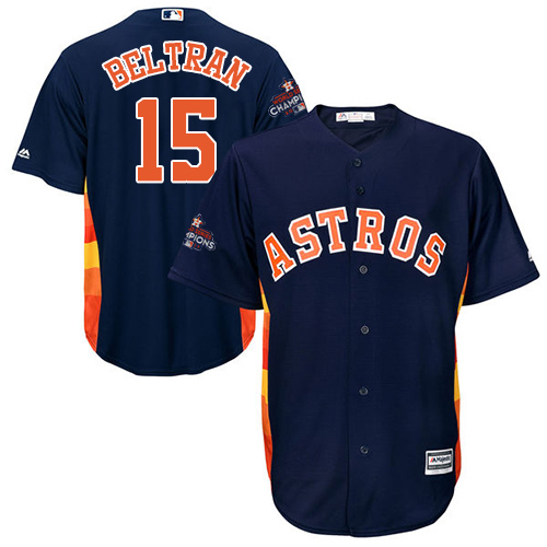 Astros #15 Carlos Beltran Navy Blue Cool Base World Series Champions Stitched Youth MLB Jersey